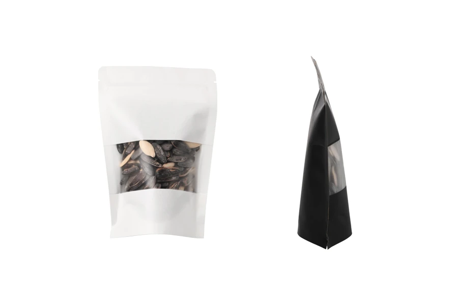 Крафт опаковка тип  Doy Pack, с "цип"  с размери 100x35x150 mm, с прозорец и възможност за термозапечатване - 100 бр. Крафт опаковка тип  Doy Pack, с "цип"  с размери 100x35x150 mm, с прозорец и възможност за термозапечатване - 100 бр.