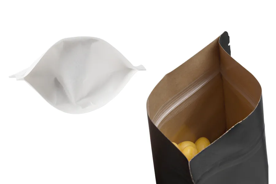 Крафт опаковки тип DOY PACK с размери 120x40x180 mm, с "цип" и прозорец, с възможност за термозапечатване - 100 бр.-изображение_група