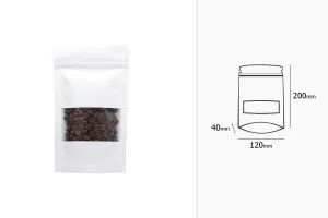 Крафт торбички тип Doy Pack, с "цип" затваряне с прозорец с размери 120x40x200 mm - 100 бр.-2