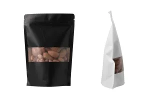 Крафт опаковки тип DOY PACK с размери  140x40x200 mm, с "цип" затваряне и прозорец, с възможност за термизапечатване  - 100 бр.-1