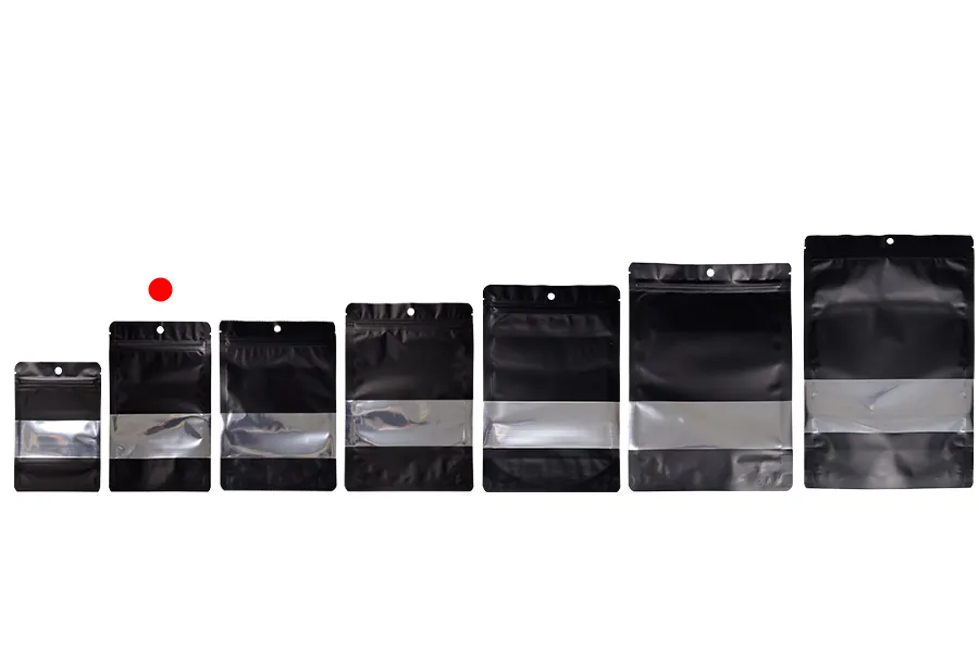 Алуминиеви торбички тип Doy Pack 120x40x200 мм с "цип" затваряне, прозорец и  възможност за термозапечатване - 100 бр.-изображение_група