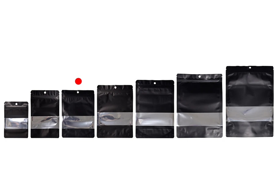 Алуминиеви торбички тип  Doy Pack 140x40x200 mm с цип, прозорец  - 100 бр.-изображение_група