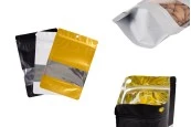 Алуминиеви торбички тип  Doy Pack 140x40x200 mm с цип, прозорец  - 100 бр.-изображение_продукт