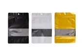Алуминиеви торбички тип Doy Pack 150x40x220 mm с цип, прозорец и термозапечатване - 100 бр. Алуминиеви торбички тип Doy Pack 150x40x220 mm с цип, прозорец и термозапечатване - 100 бр.