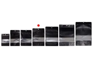 Алуминиеви торбички тип Doy Pack 150x40x220 mm с цип, прозорец и термозапечатване - 100 бр.-изображение_група