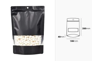 Алуминиеви торбички тип  Doy Pack 180x40x260 мм с цип, прозорец и възможност за термозапечатване - 100 бр.-2