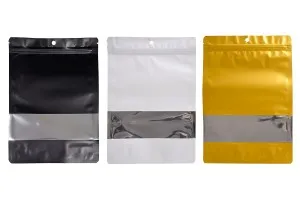 Алуминиеви торбички тип  Doy Pack 180x40x260 мм с цип, прозорец и възможност за термозапечатване - 100 бр.-3