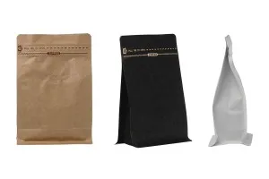 Doy Pack алуминиеви торбички с клапан, външна хартиена подплата от крафт, затваряне с термоуплътнение, отваряне с предпазна лента и използване на цип, идеално за кафе на прах 125x65x195 mm - 25 бр (НЕ МОЖЕ ДА СЕ ЗАПЕЧАТА РЪЧНО)-изображение_размери