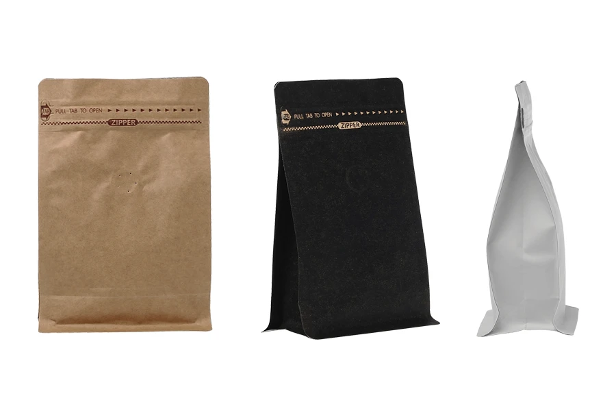 Doy Pack алуминиеви торбички с клапан, външна хартиена подплата от крафт, затваряне с термоуплътнение, отваряне с предпазна лента и използване на цип, идеално за кафе на прах 125x65x195 mm - 25 бр (НЕ МОЖЕ ДА СЕ ЗАПЕЧАТА РЪЧНО)-изображение_размери