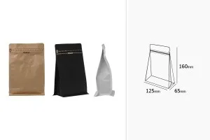 Doy Pack алуминиеви торбички с клапан, външна хартиена подплата от крафт, затваряне с термоуплътнение, отваряне с предпазна лента и използване на цип, идеално за кафе на прах 125x65x195 mm - 25 бр (НЕ МОЖЕ ДА СЕ ЗАПЕЧАТА РЪЧНО)-изображение_група