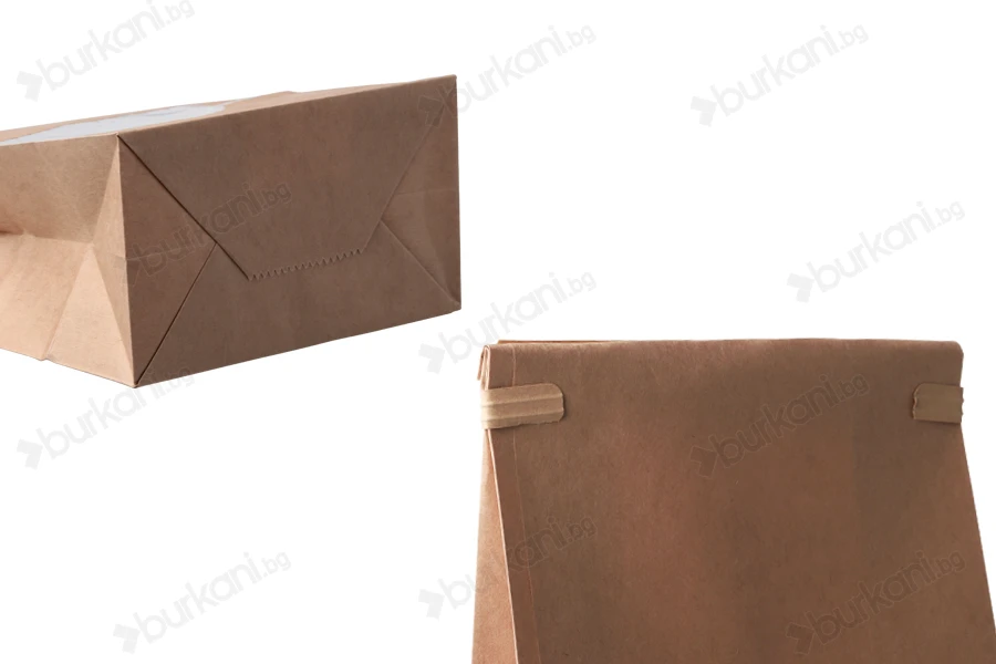 Крафт торбичка с размери 120x60x245 mm с прозорец и тел за запечатване (tin-tie)-