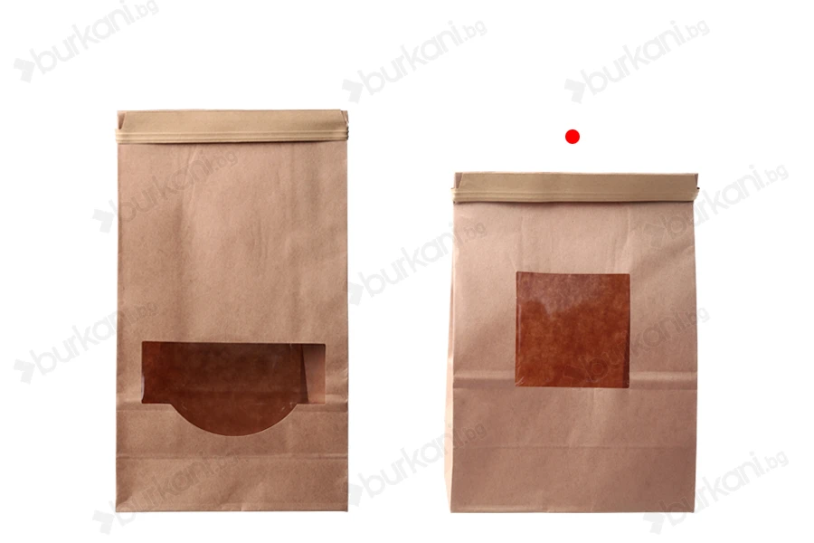 Крафт торбичка с размери 150x80x225 mm с прозорец и тел за запечатване ( tin-tie)-изображение_група