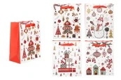 Хартиени коледни подаръчни торбички с размер 140x70x170 mm (микс дизайн) - 12 бр./пакет-изображение_продукт