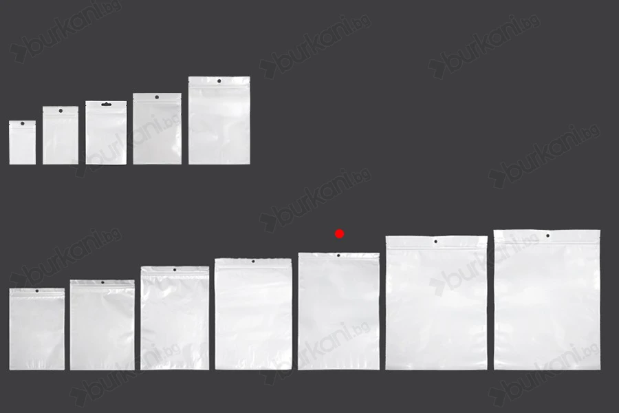 Пластмасови пликове с цип 240x340 мм, с бял гръб и прозрачна предна част - 100 бр.-изображение_група