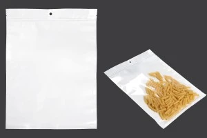 Пластмасови пликове  с цип 300x400 mm, с бял гръб и с прозрачна предна част, с дупка - 100 бр-1