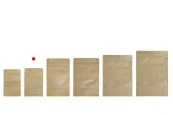 Крафт опаковка тип DOY PACK  100x30x150 мм с цип и прозорец,  с външна и вътрешна облицовка прозрачна с възможност за термозапечатване - 100 бр.