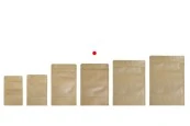 Крафт опаковка тип DOY PACK  140x40x200 мм  с цип и прозорец,  с външна и вътрешна облицовка прозрачна- 100 бр., с възможност за термозапечатване