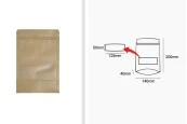 Крафт опаковка тип DOY PACK  140x40x200 мм  с цип и прозорец,  с външна и вътрешна облицовка прозрачна- 100 бр., с възможност за термозапечатване