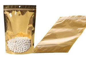 Пликове тип  Doy Pack 200x50x300 мм алуминиеви със златиста задна част, прозрачна предна част с "цип" затваряне и термозаваряване - 100 бр.-5