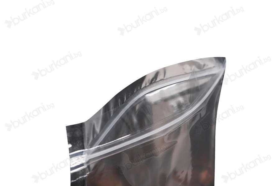 Опаковка тип Doy Pack с размери  180 x 40 x 250 mm с цип затваряне , алуминиева задна част и прозрачна предна част - 100 бр.-изображение_група
