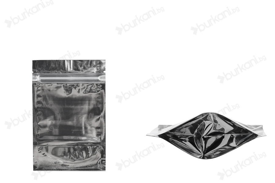 Опаковка тип Doy Pack с размери  90x30x140mm. с цип затваряне, с прозрачна предна част и с алуминиева задна част - 100 бр.-изображение_продукт