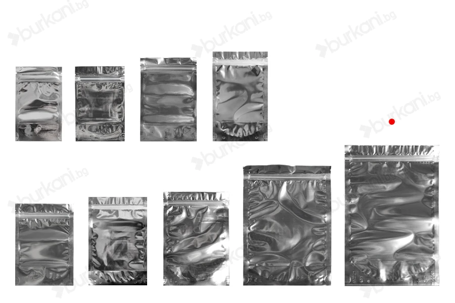 Опаковка тип  Doy Pack с размери 200x50x300 mm с цип затваряне, с предна прорзанча част и с алуминиева задна част - 100 бр.-изображение_група