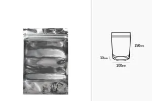 Опаковка тип Doy Pack с размери 100x30x150 mm с алуминиева задна част и прозрачна предна част с цип затваряне  - 100 бр.-2