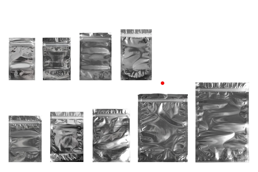 Опаковка тип Doy Pack с размери  180 x 40 x 250 mm с цип затваряне , алуминиева задна част и прозрачна предна част - 100 бр.