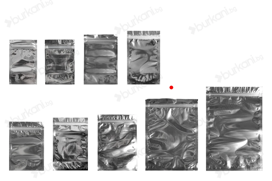 Опаковка тип Doy Pack с размери  180 x 40 x 250 mm с цип затваряне , алуминиева задна част и прозрачна предна част - 100 бр.-изображение_група