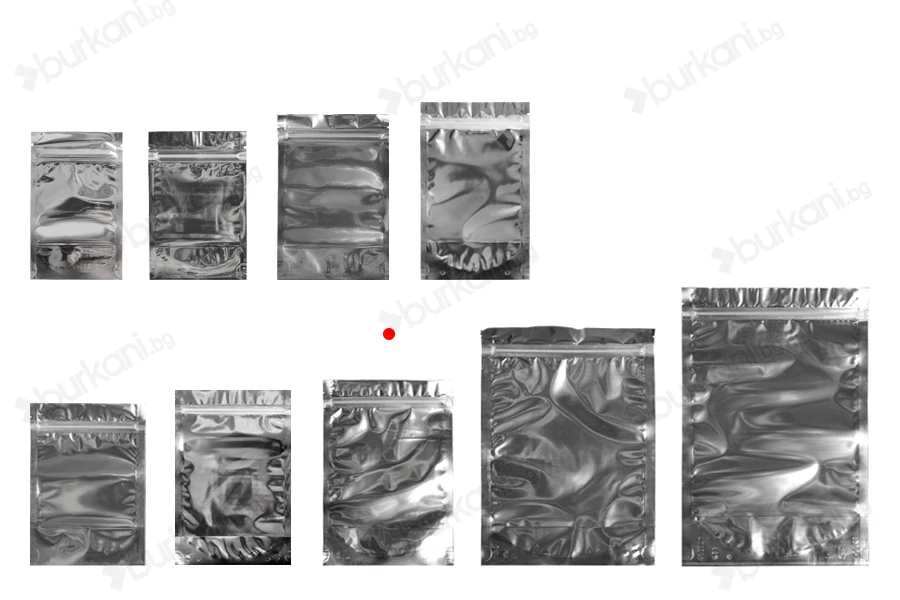Опаковка тип Doy Pack с размери 140 x 40 x 200 mm с цип затваряне, алуминиева задна част и прозрачна предна част - 100 бр.-изображение_група