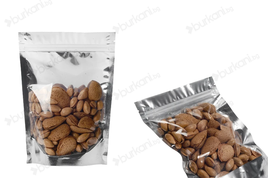 Опаковка тип Doy Pack с размери 140 x 40 x 200 mm с цип затваряне, алуминиева задна част и прозрачна предна част - 100 бр.-изображение_група