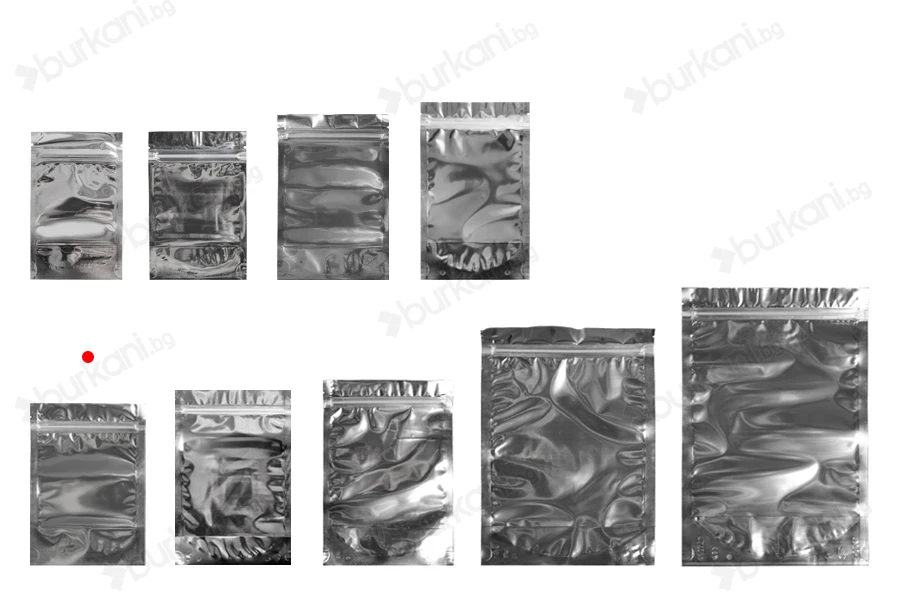 Опаковак Doy Pack с размери 120x40x170 mm с цип затваряне, алуминиева задна част и прозрачна предна част -100 бр.-изображение_група