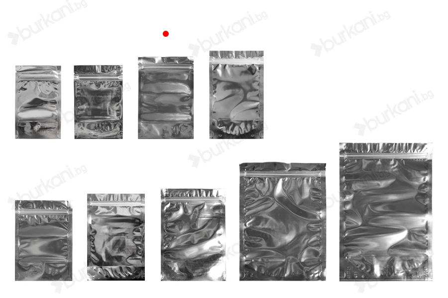 Опаковка тип Doy Pack с размери 100x30x150 mm с алуминиева задна част и прозрачна предна част с цип затваряне  - 100 бр.-изображение_група
