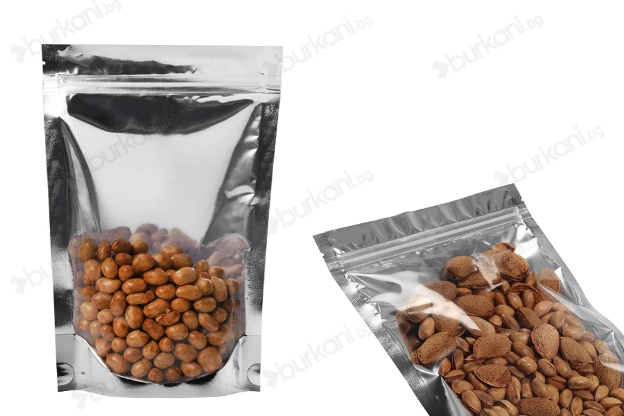 Опаковка тип  Doy Pack с размер  160х40х240 мм с алуминиева задна страна, прозрачна предна част, с  възможност за термозапечатване-изображение_група
