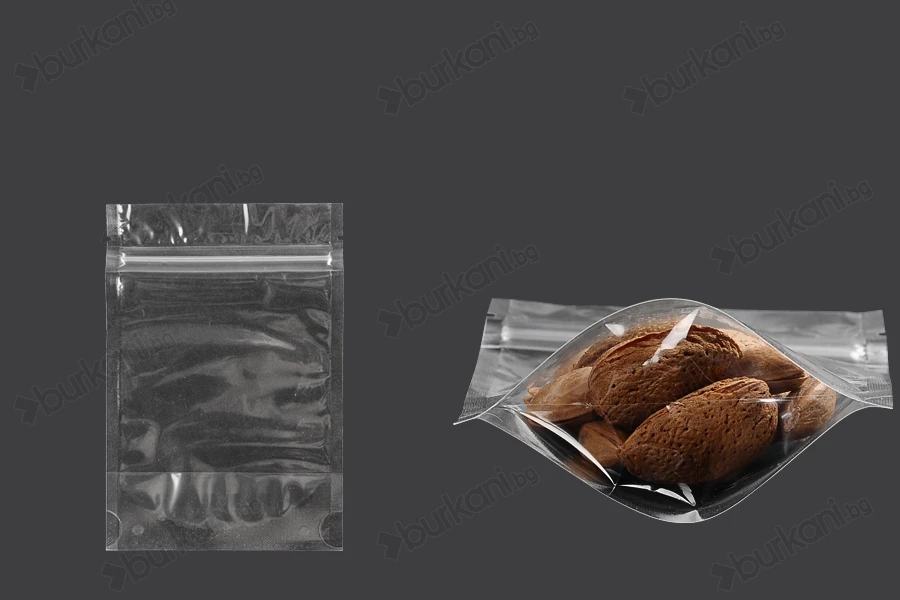 Прозрачна  Doy Pack опаковка с размери 100x30x150 mm с цип затваряне - 100 бр.-изображение_продукт