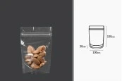Прозрачна  Doy Pack опаковка с размери 100x30x150 mm с цип затваряне - 100 бр.