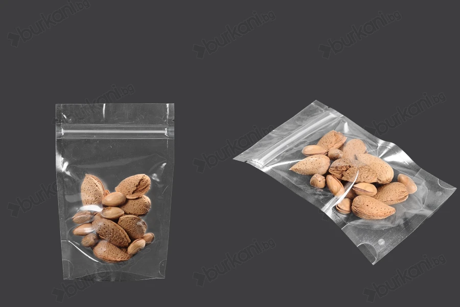 Прозрачна  Doy Pack опаковка с размери 100x30x150 mm с цип затваряне - 100 бр.-изображение_група