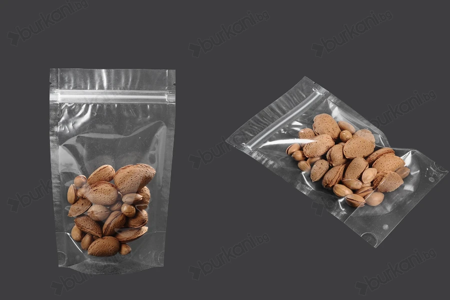 Прозрачна опаковка  Doy Pack 120x40x200 mm с цип  - 100 бр.-изображение_група