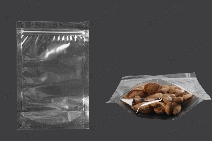 Прозрачна опаковак Doy Pack с размери  160x40x240 mm с цип - 100 бр.-изображение_продукт