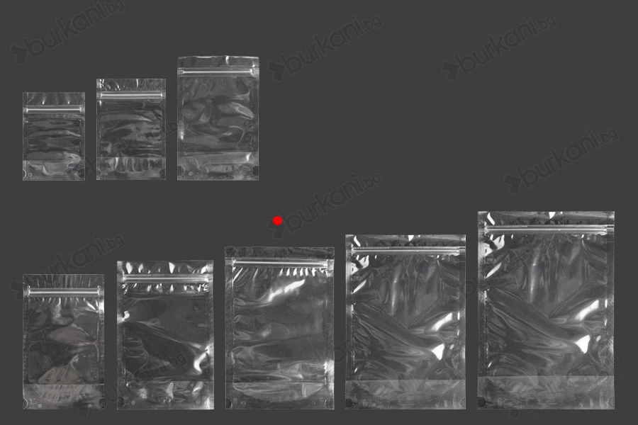 Прозрачна опаковак Doy Pack с размери  160x40x240 mm с цип - 100 бр.-изображение_група