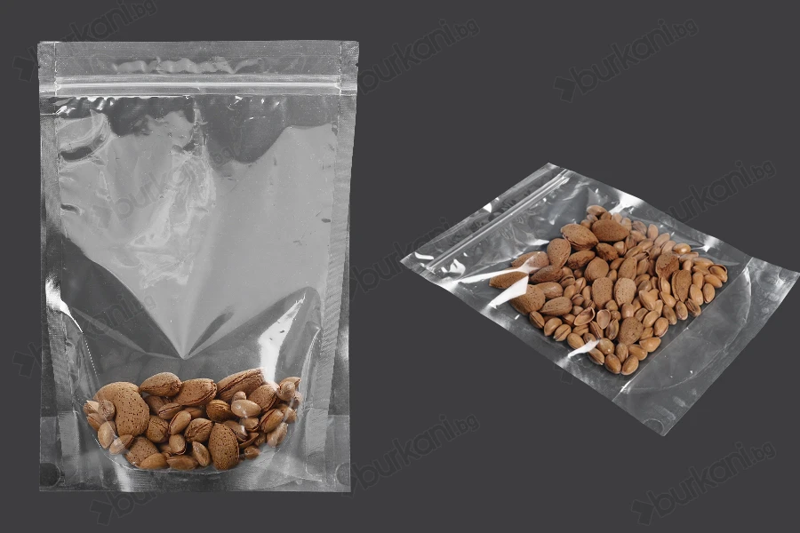 Прозрачна опаковка Doy Pack 200x50x295 mm с цип - 100 бр.-изображение_група