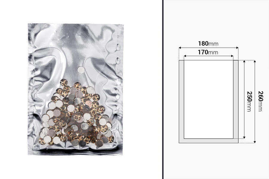 Алуминиеви торбички без цип с размер  180x260 мм с възможност за запечатване с термозаварка - 100 бр.-изображение_размери