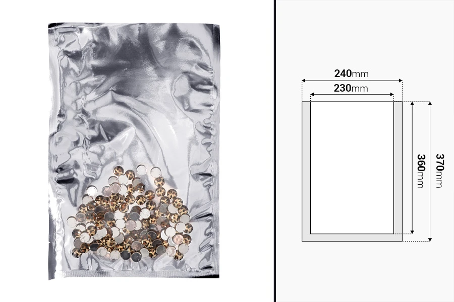 Алуминиеви торбички с размер 240x370 мм без цип с възможност за запечатване с термолепачка- 100 бр.-изображение_размери