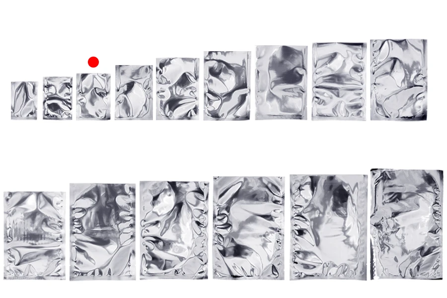 Алуминиеви торбички 70x100 мм с възможност за запечатване с термолепачка - 100 бр.-изображение_група