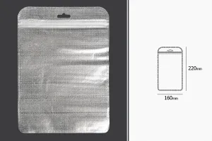 Пликчета с цип  160x220 mm, сребърна нетъкана в гръб и прозранча в предната част с дупка Eurohole - 100 бр.-2