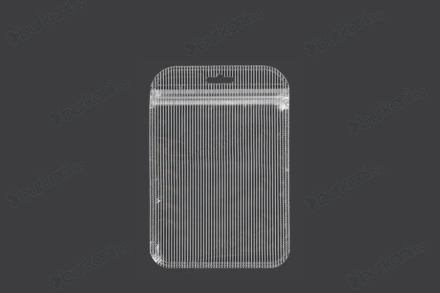 Пластмасови пликове  с цип 105x150 mm, прозрачна предна част с дупка Eurohole - 100 броя-изображение_продукт