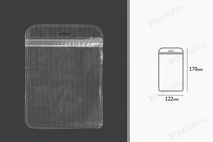 Пластмасови прозрачни пликове с цип и дупка Eurohole 122х170 мм - 100 бр.-изображение_размери