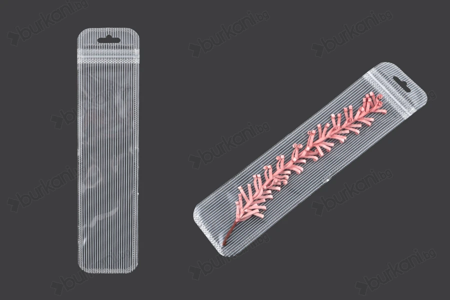 Пластмасови пликове с цип 55x220 mm - прозрачна предна част с дупка Eurohole - 100 броя-изображение_група