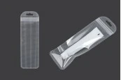 Пластмасови пликове с цип 60x185 mm, прозрачна предна част с дупка Eurohole - 100 бр./пакет Пластмасови пликове с цип 60x185 mm, прозрачна предна част с дупка Eurohole - 100 бр./пакет