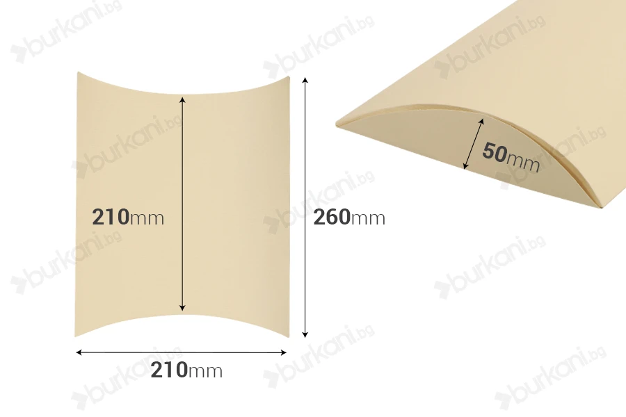 Подаръчна кутия тип "възглавница" 210x210x50 mm в различни цветове  - в опаковка 10 бр.-изображение_размери